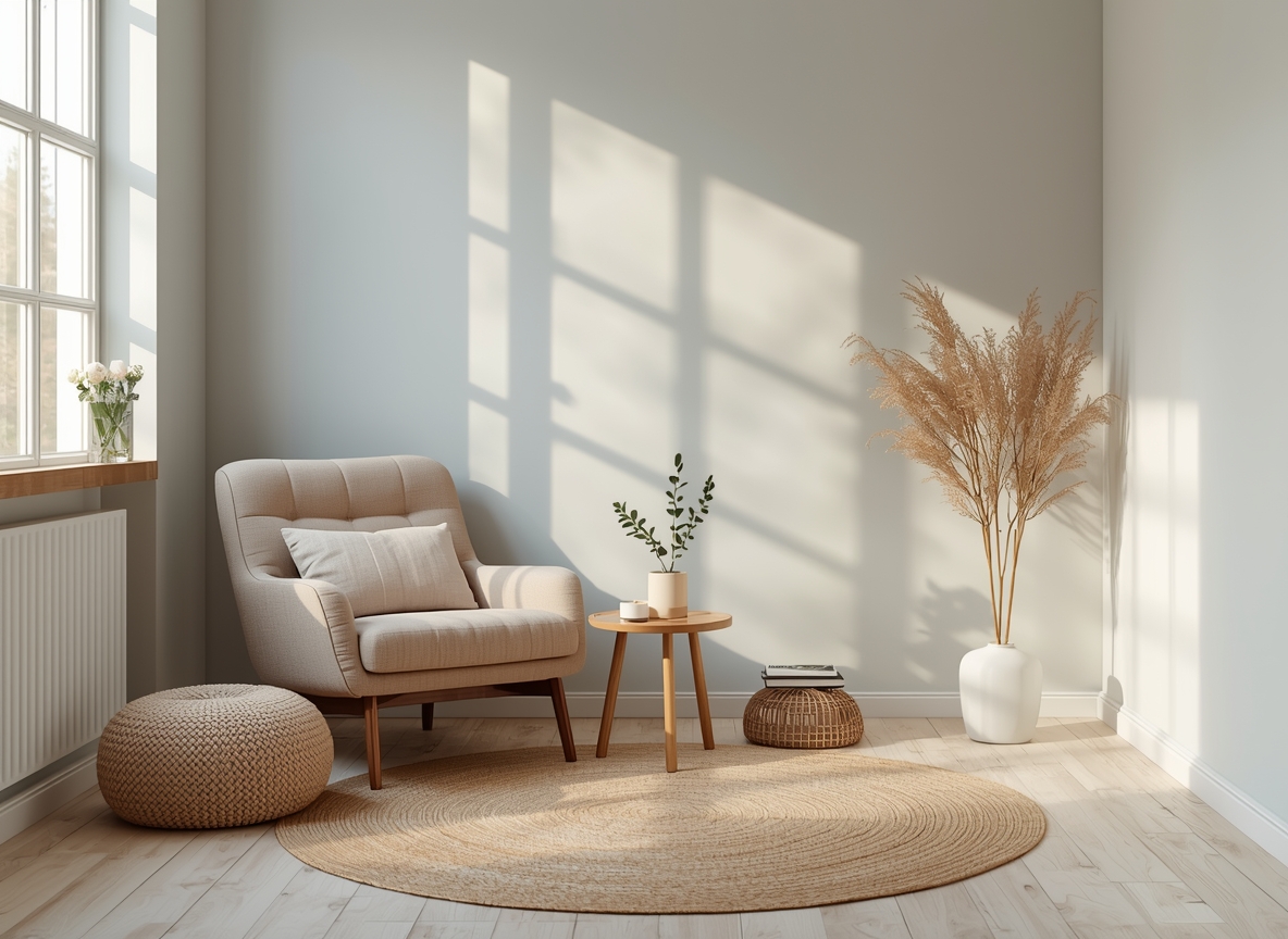 Serene room corner arranged for quiet focus and restoration