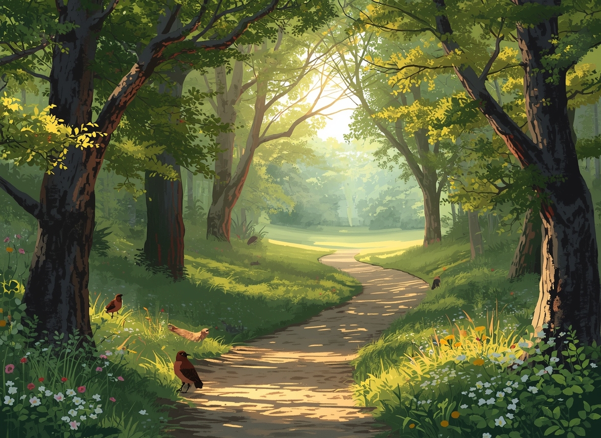 Forest path symbolising a gentle journey into quiet focus